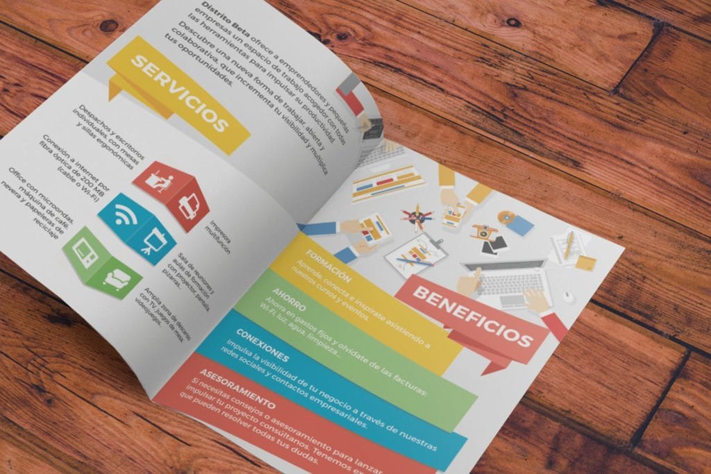 Distrito Beta diseño diptico