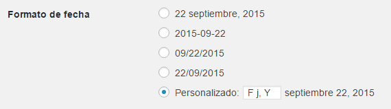 cambio de fecha wordpress