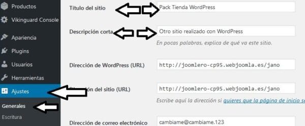 descripción y titulo wordpress