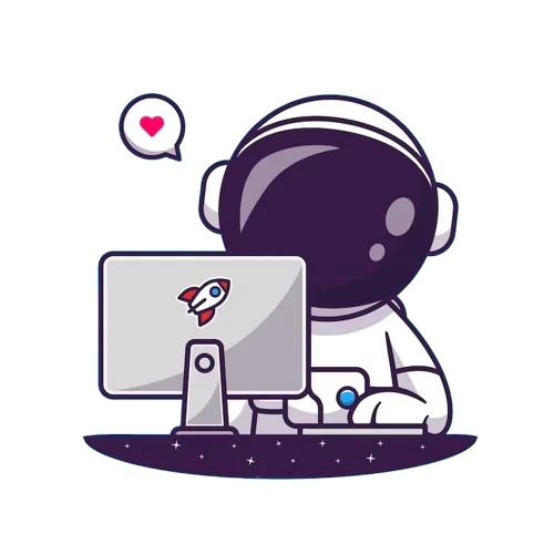 Astronauta desarrollando una tienda de comercio electrónico