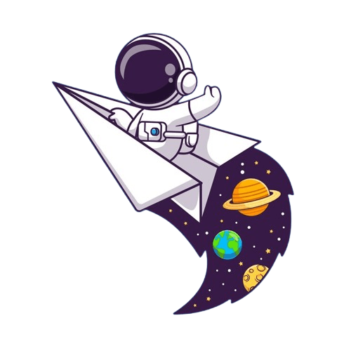 imagen de un austronauta dentro de avion de papel